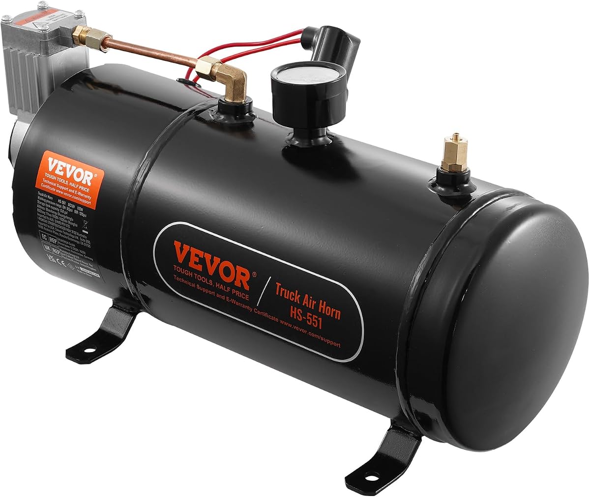 Compresor de aire VEVOR de 12 V con tanque de 0,8 galones/3 L, compresor de aire de bocina de tren, sistema de compresor de aire a bordo de presión de trabajo de 120 psi para bocinas de aire de tren, inflar neumáticos, colchones de aire