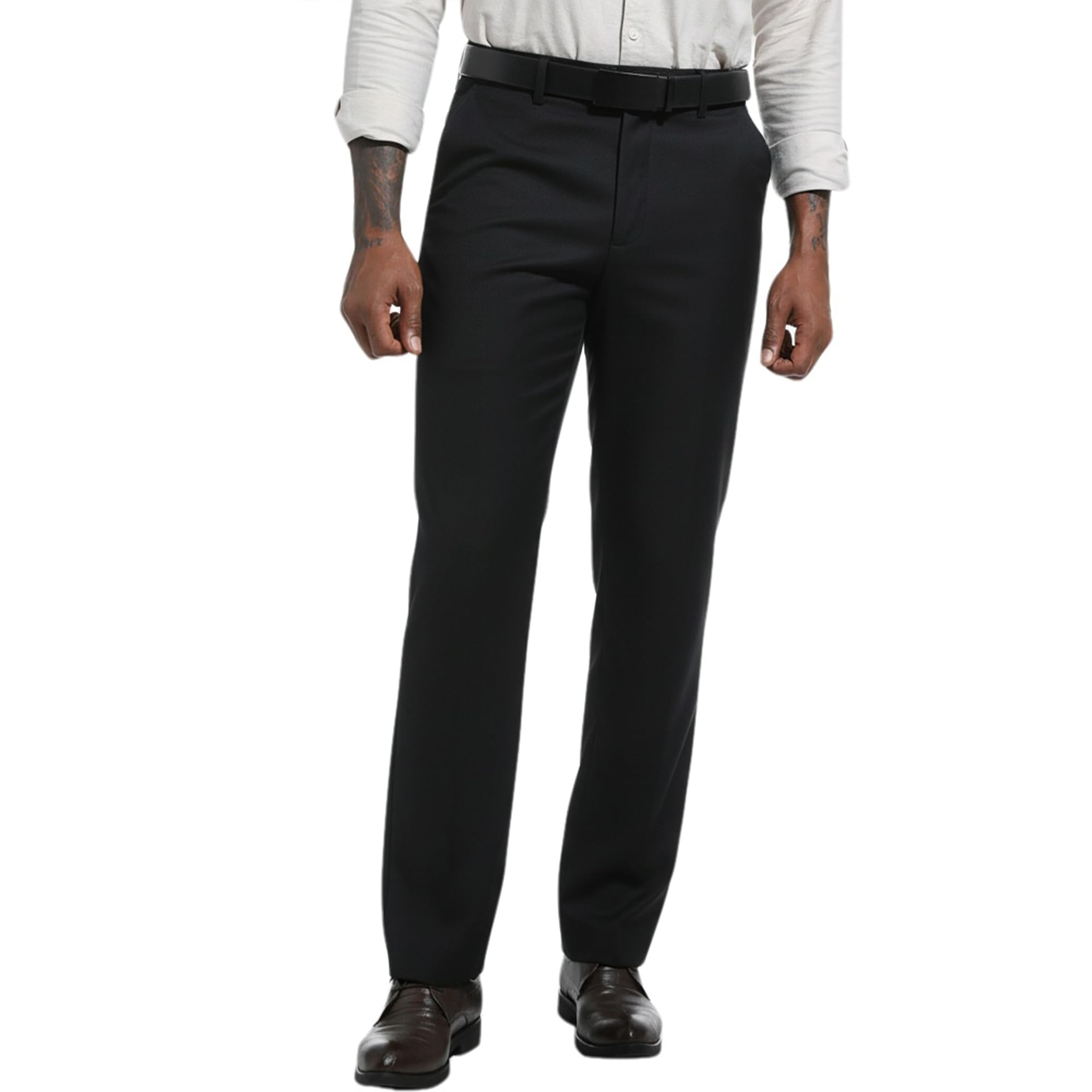 Mens Dress Pants Classic Fit Wrinkle-Free Expandable Waist Slacks for Work Business Casual Flat-Front Trousers