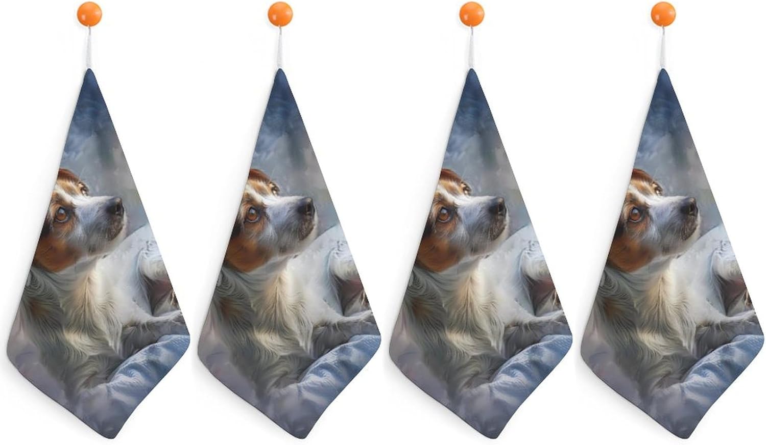 Jack Russell Terrier Dog Hand Towels for Bathroom Kitchen Towels Small Towel Handkerchiefs with Hanging Loop 4PCS