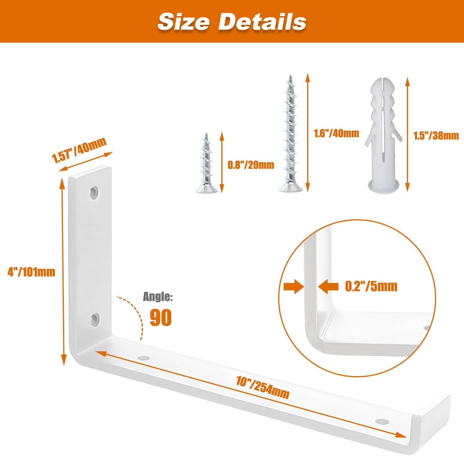MLOQI 6 Pack Scaffold Board Shelf Brackets with Lips - Image 2
