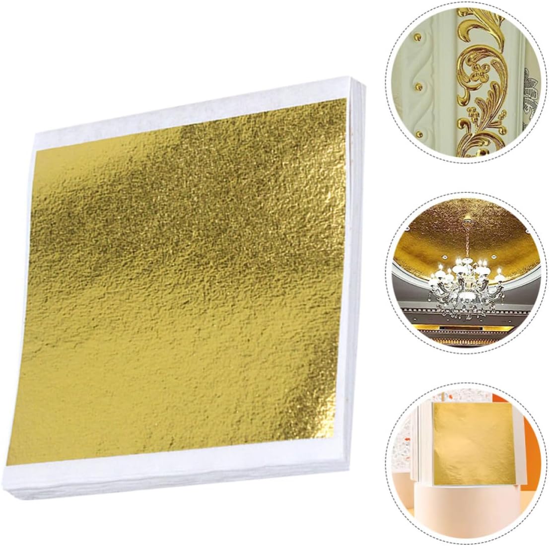 Healvian Imitation Gold Foil Sheets for Crafts and Art Projects, 14x14cm Anodized Aluminum Square Sheets Luxurious Finish, Easy to Trim and Apply, for Painting and Furniture Decoration