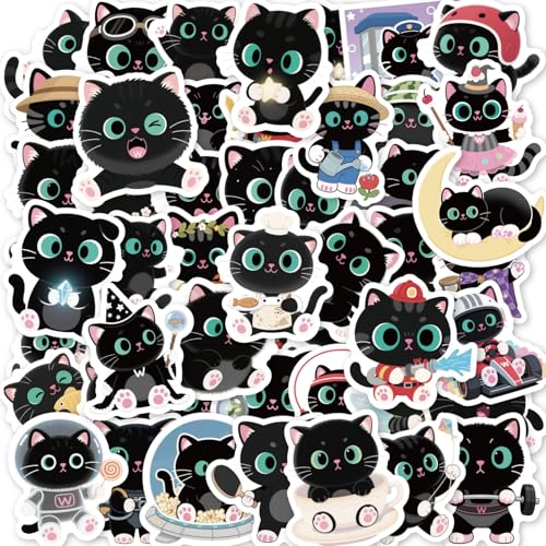 Bluradio 112PCS Cartoon Style Black Cat Stickers Pack