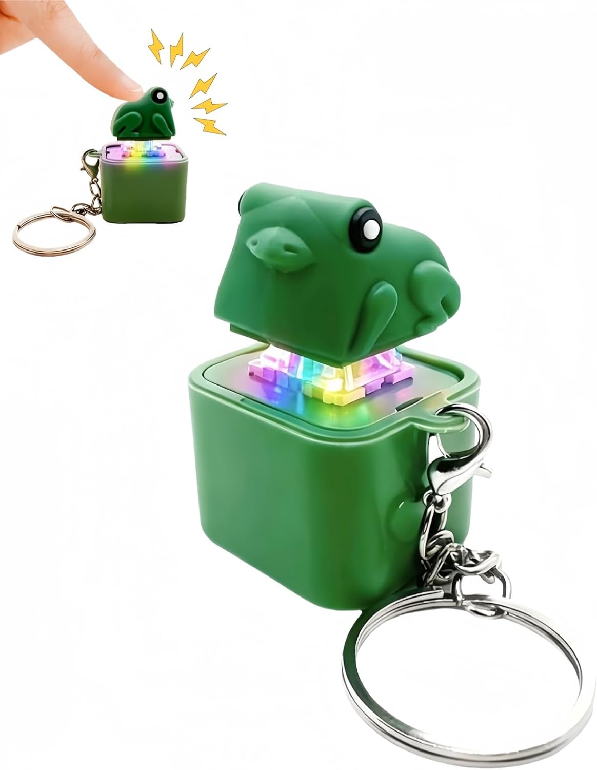 Frog Sound Button Accessory with LED Lights, Croaking Noise Maker, Portable Click Button for Office & Daily Use(Green Frog - 1pc)