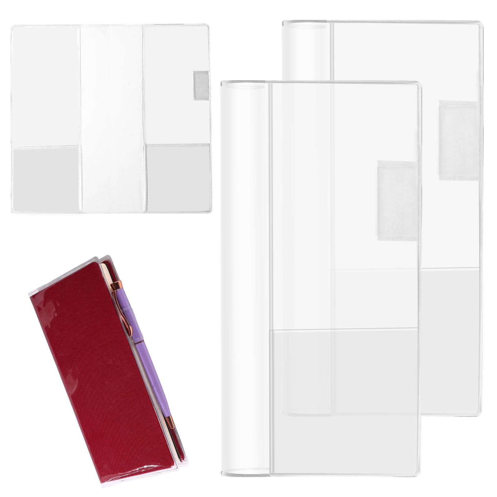 3pcs Clear Protective Cover for Hobonichi Weeks 2026, 8.15x7.72in/20.7x19.6cm PVC Weekly Planner Transparent Sleeve Waterproof & Scratch-Resistant Notebook Protector