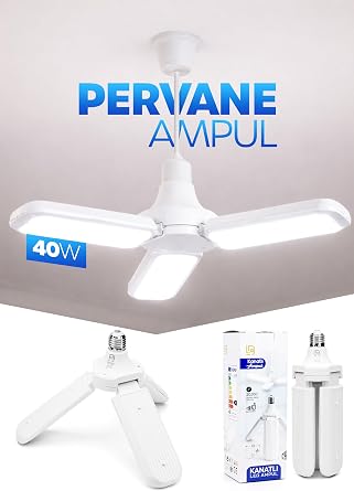 40W 3 Kanatl  Pervane LED Ampul 27 LED Tasarruflu E27 Ev Ampul 4000 L men Lamba LD03 [Enerji S n f  A]