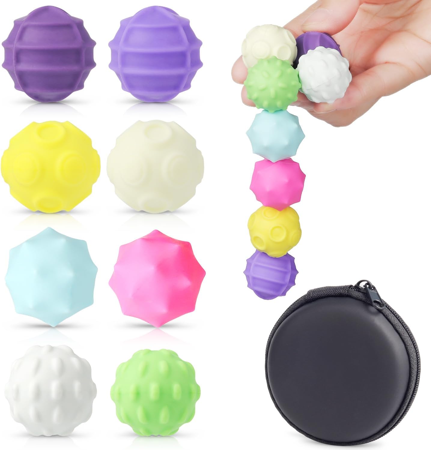 Magnetic Balls Fidget Toys for Teens & Adults, 8Pcs Multi Color Silicone Sensory Toys for Autism ADHD Anxiety, Stress Relief, Quiet Executive Office Desk Fidgets for Teen Women Fun Gift