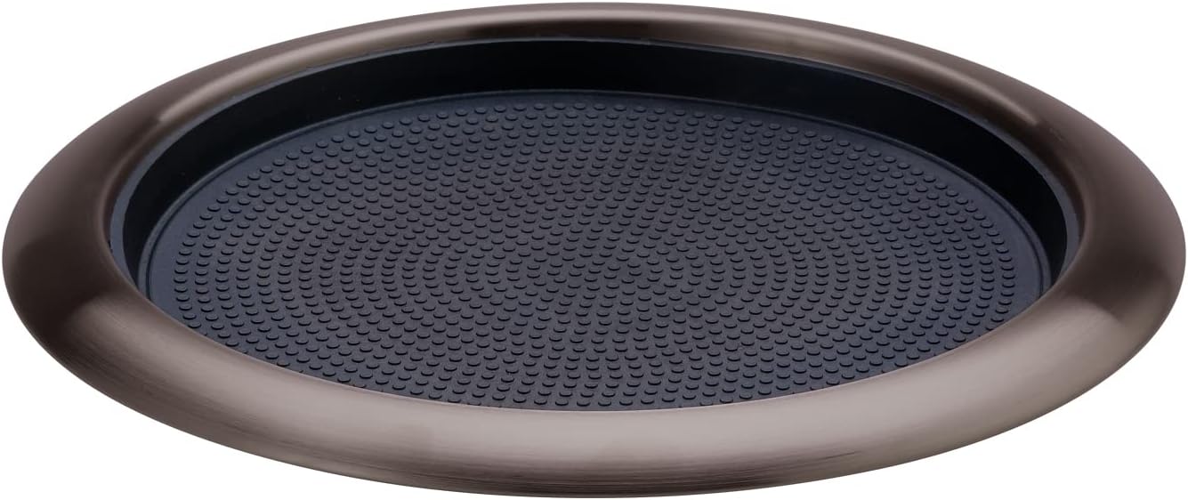 Service Ideas TR119RIDT Tray with Removable Insert, 9" Round, Stainless Steel, Dark Tungsten