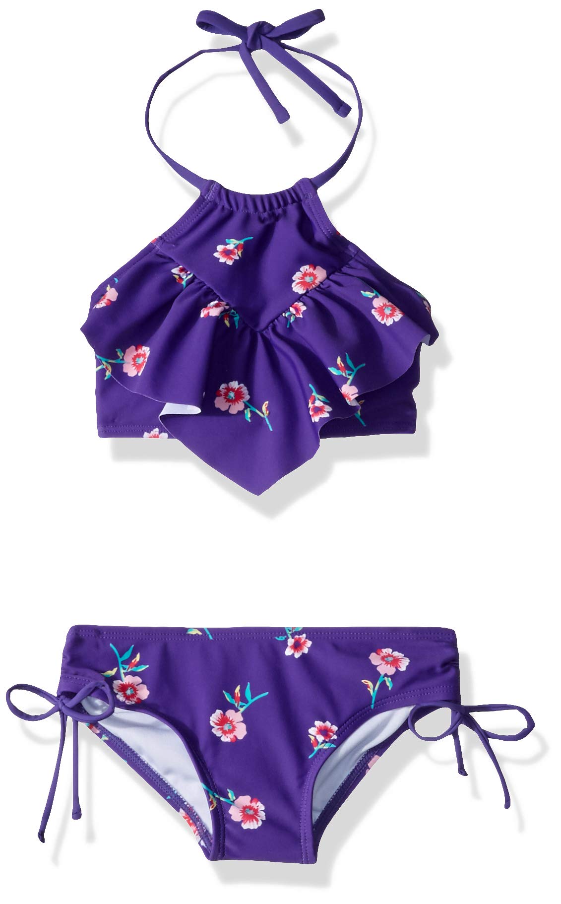 Kanu SurfGirls' Morgan Ruffle Halter Bikini 2-Piece Swimsuit, Pink, 2T