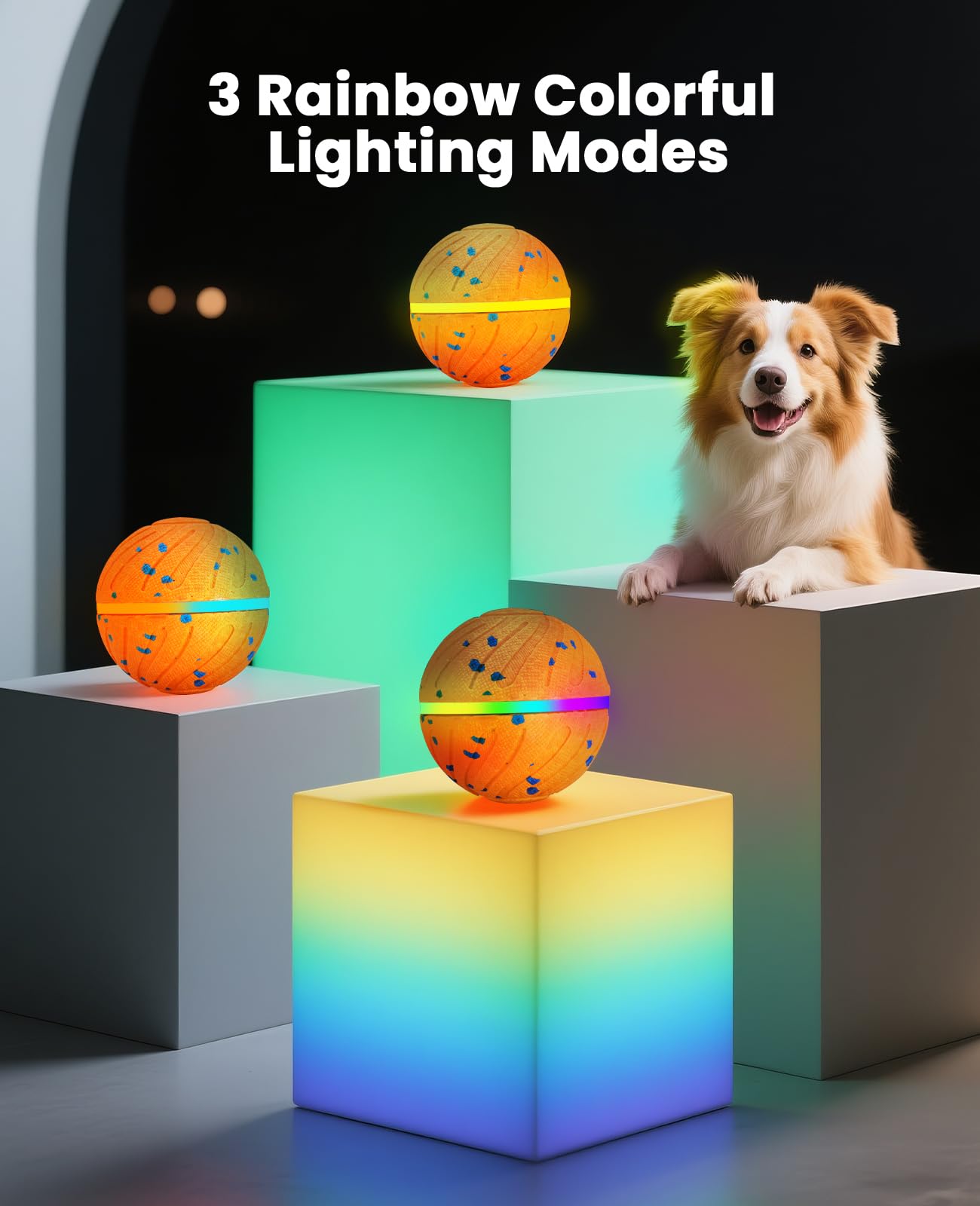 Xeuch Balle interactive intelligente pour chien, balle mobile automatique pour chiot, chiens de taille moyenne et grande, matériau ETPU, jouet rebondissant rotatif et rotatif activé par le mouvement