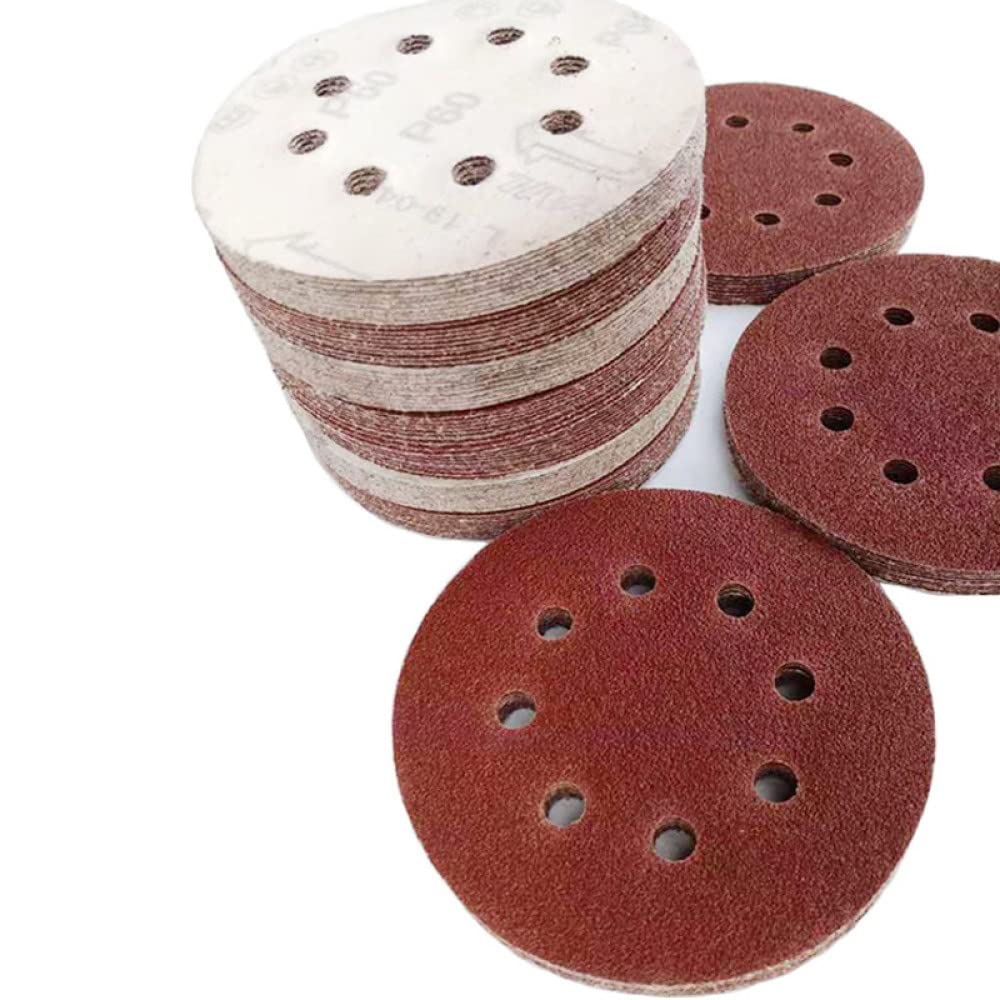 100 sztuk 125mm 5 cali Ścierny papier ścierny Szlifowanie 8 Otwór Hak na tarczę i amp; Loop Sand Paper Grits 60~1000 do polskich akcesoriów narzędziowych, 120#