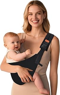 Baby Sling Carrier, Baby Carrier Newborn to Toddler with Adjustable Strap, Non-Slip Baby Half Wrapped Sling Hip Carrier 10-30lbs, Black