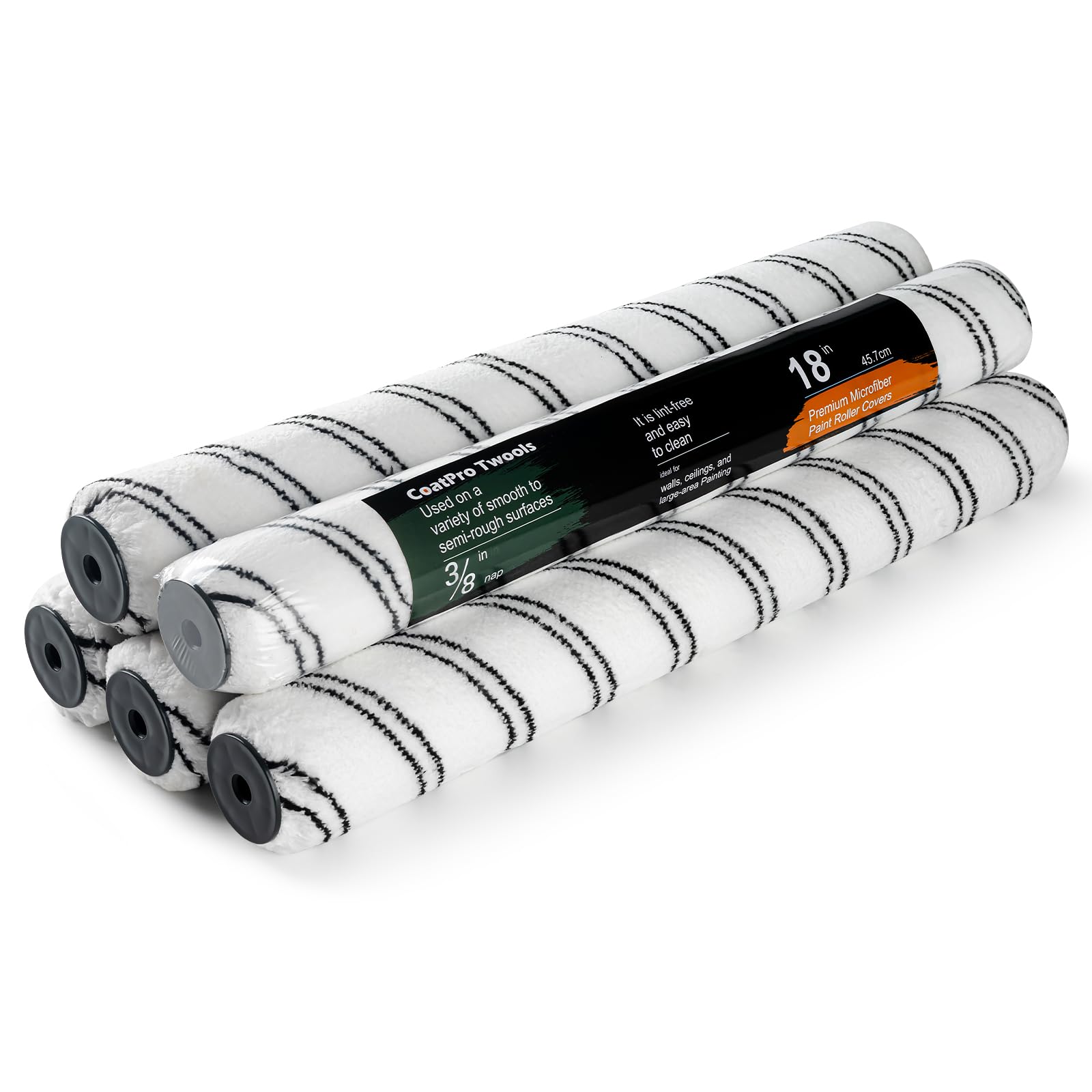 Microfiber Paint Roller 18 Inch, 3/8 Inch Nap, 5 Pack