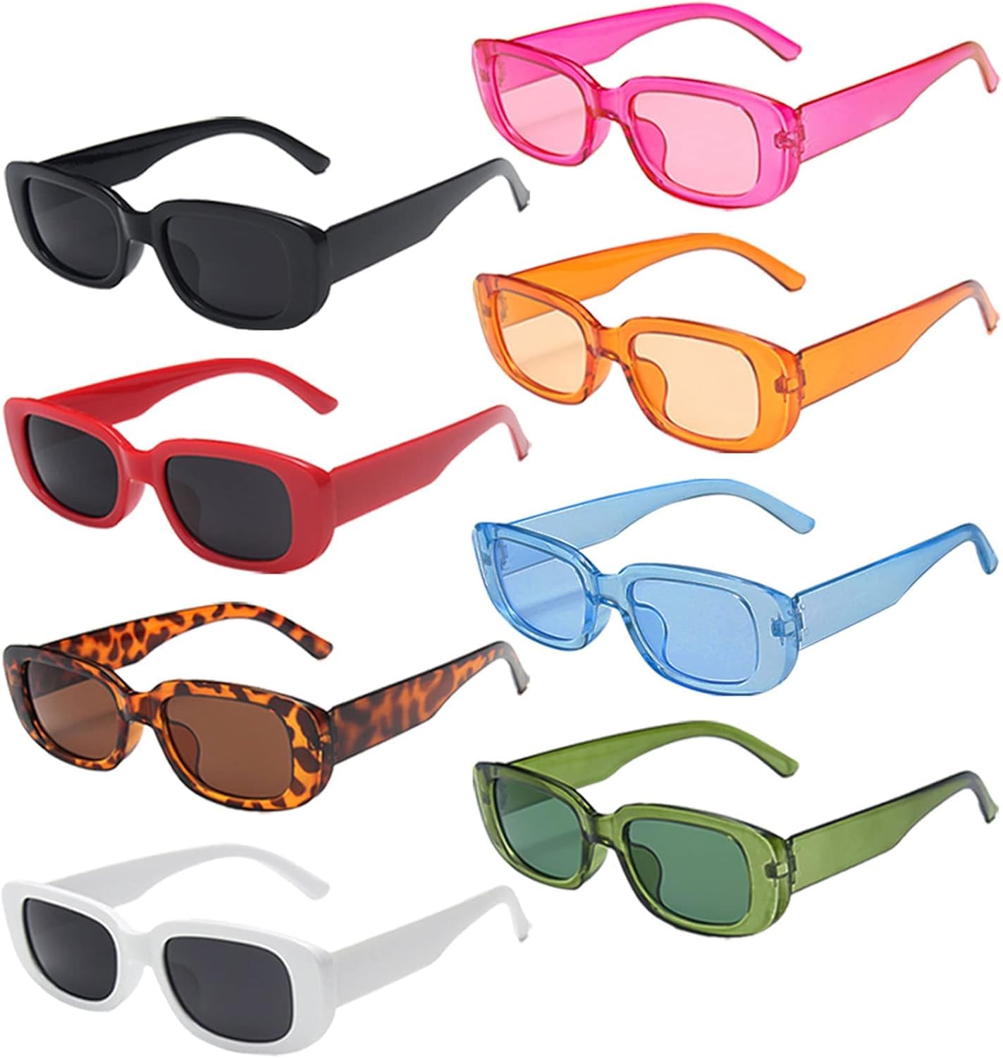 Store2508 Pack of 8 Retro Fashion Rectangle Sunglasses for Women & Girls Trendy Sunglass UV 400 Protection Square Frame Store2508 Pack of 8 Retro Fashion Rectangle Sunglasses for Women & Girls Trendy Sunglass UV 400 Protection Square Frame