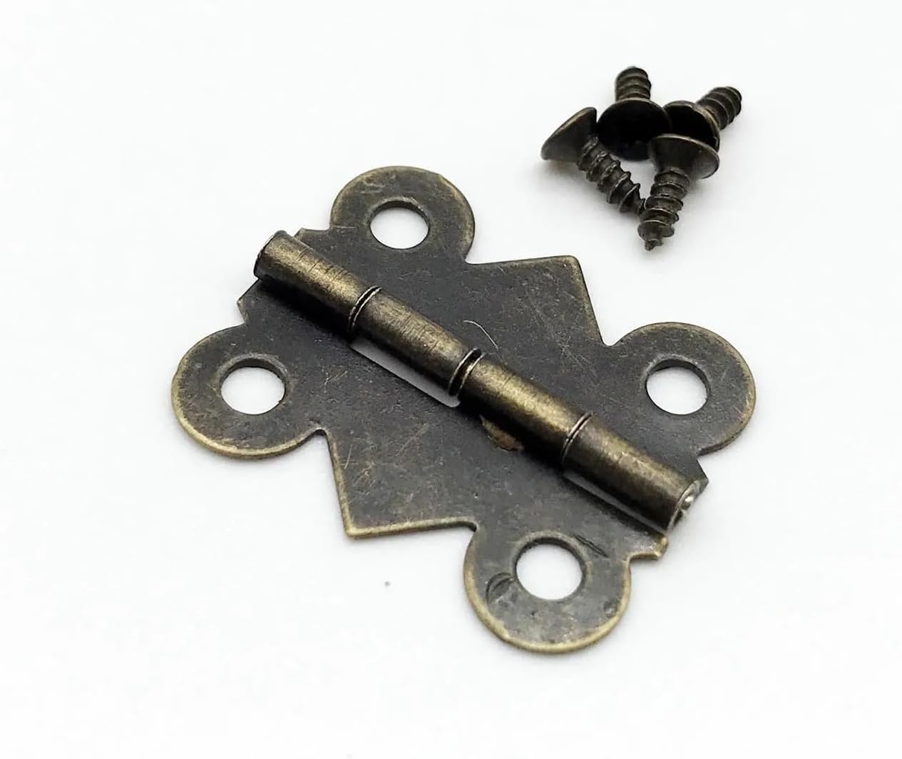 Antique Brass Golden/Bronze Shape Wooden Case Cabinet Door Hinge with Screw 12Pcs(Golden L 25x30mm)