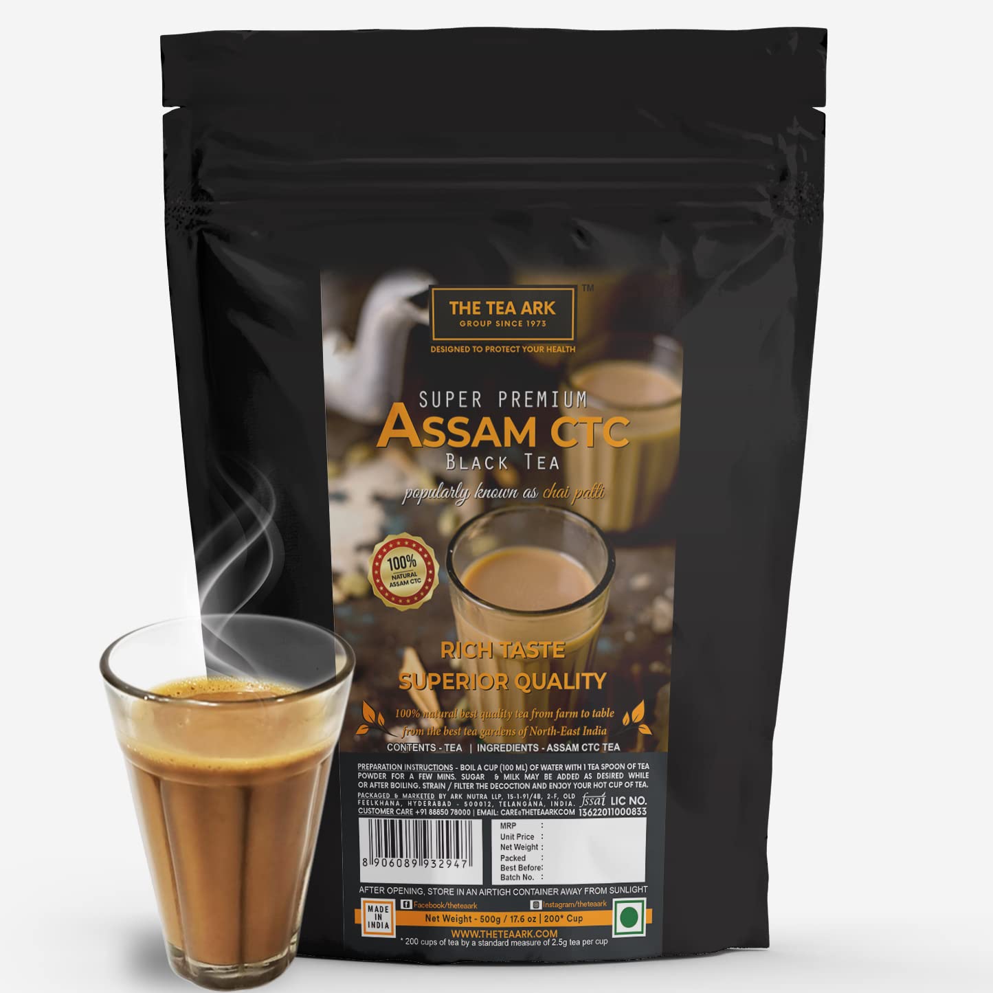The Tea Ark Assam CTC Premium Black Tea Powder Chai Patti, Rich Taste & Original Tea, 500g (B0BV6PBF7S) Amazon Price History, Amazon Price Tracker