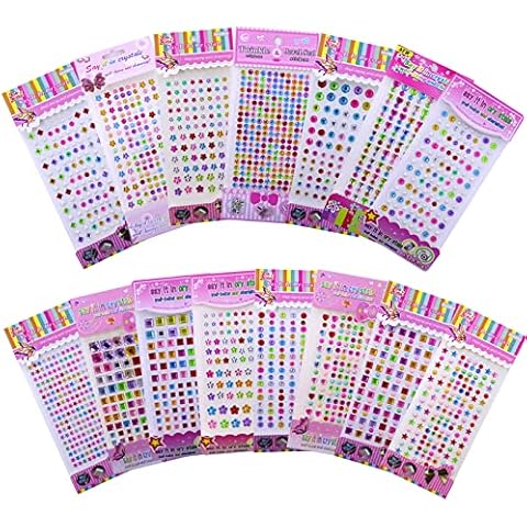 15 Sheet/1900 Pieces Crystal Rhinestone Stickers Self-Adhesive Jewels Sticker for Kids DIY Craft Cards, Wedding Decorations, Nail, Scrapbooking Embellishment (Style-1) Cover