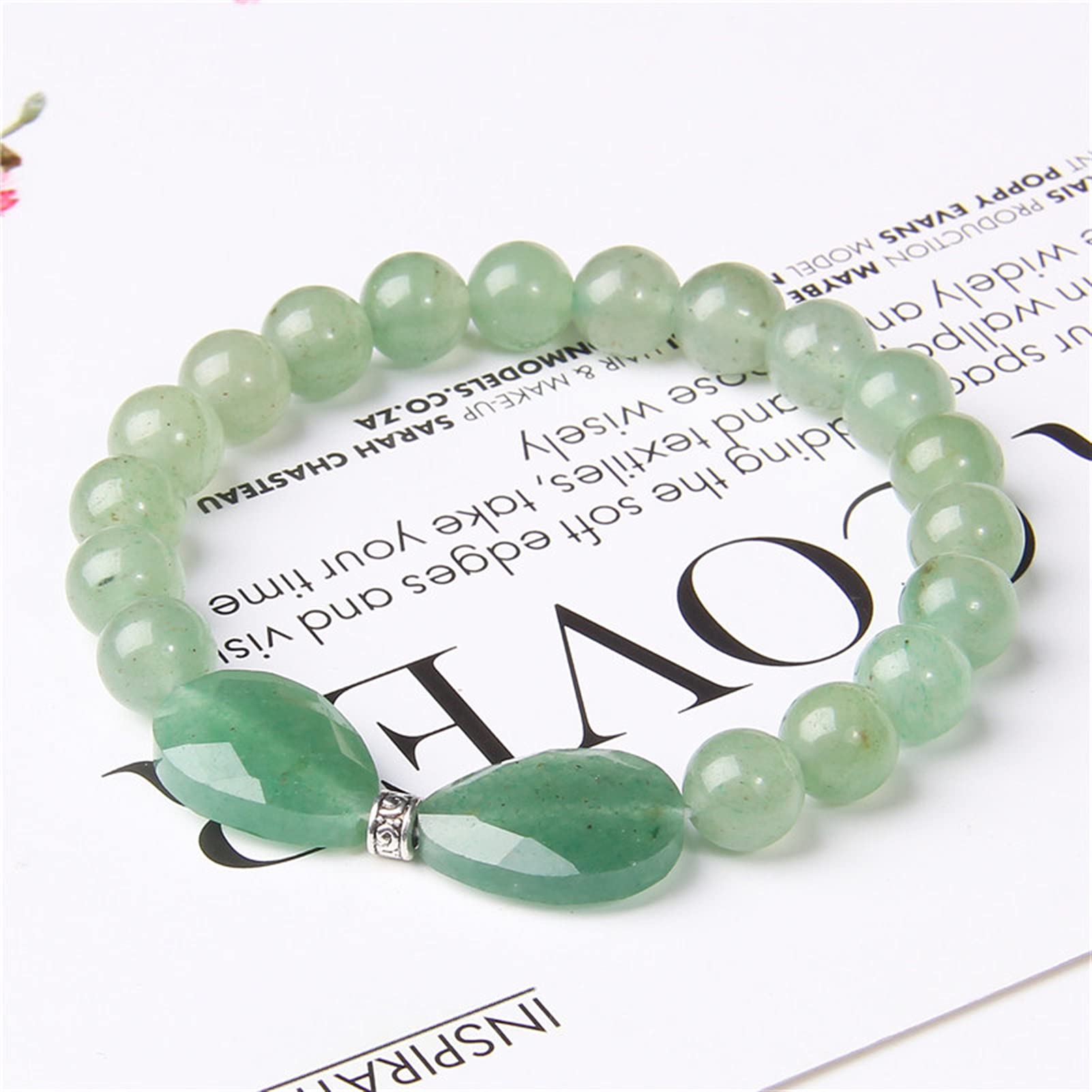 WXKAGF Bracciale in Pietra Naturale Bracciale in Pietra Naturale da 8 mm Bracciale con Perline Reiki Quarzo Rosa Avventurina Ametiste Braccialetti con ciondoli in Cristallo Bracciale Gioielli