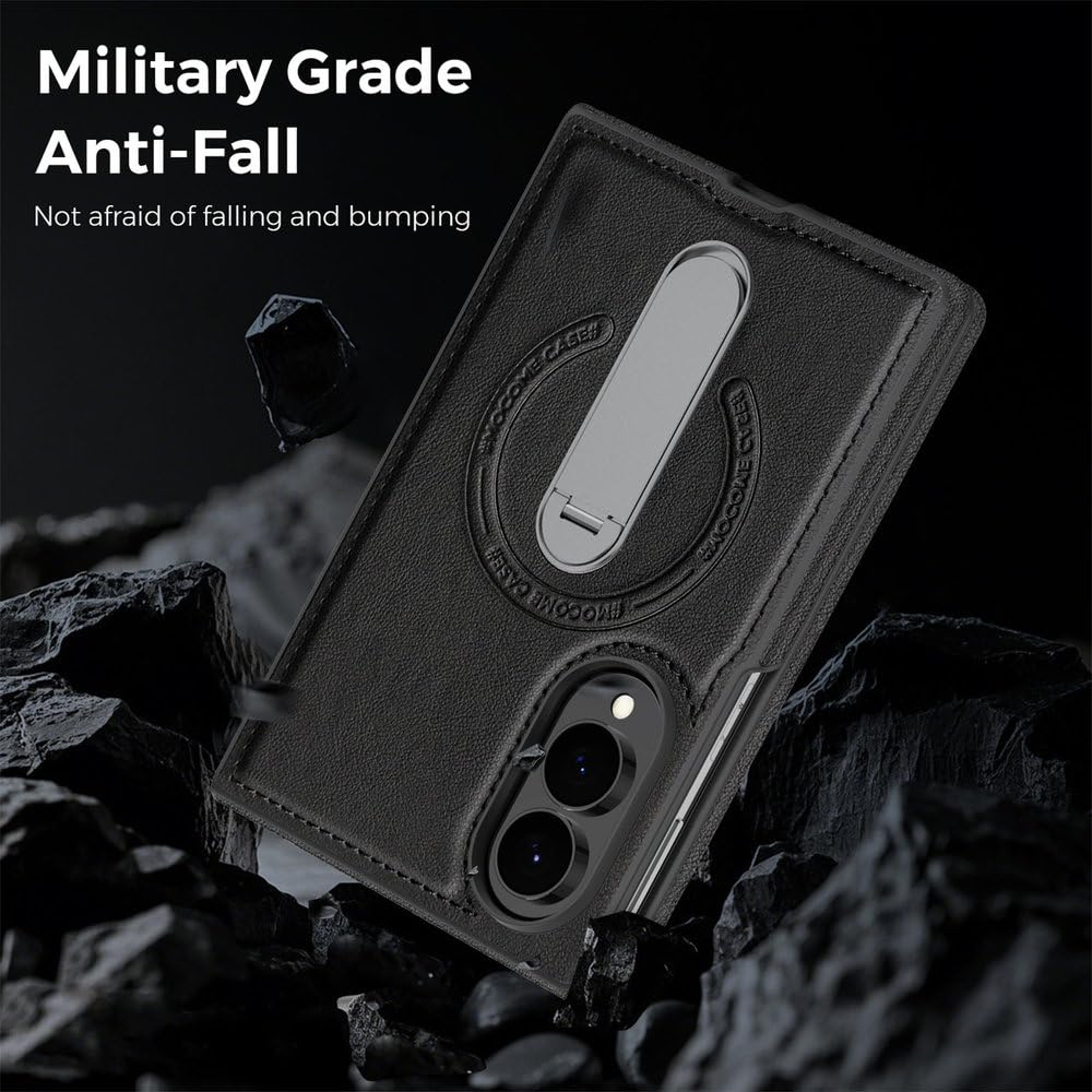 Custodia per telefono in pelle con supporto magnetico pieghevole per Samsung Galaxy Z Fold 8 Ultra 7 6 5 4 con ricarica wireless e antiurto, grigia, per Samsung Galaxy Z Fold 7