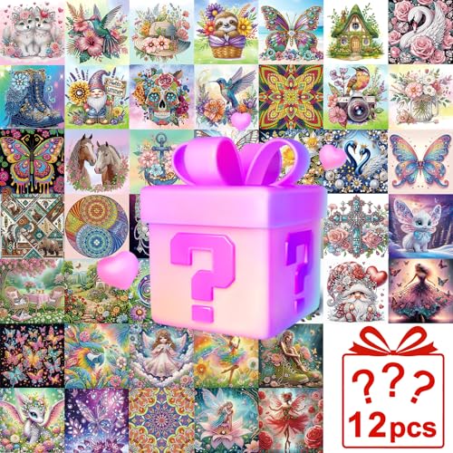 Image of AiYuanzsh 12 Pack Special Shaped Diamond Painting Kits for Adults, DIY Diamond Art Kits with Rhinestones, Assorted Pattern Diamond Painting Crafts for Beginners