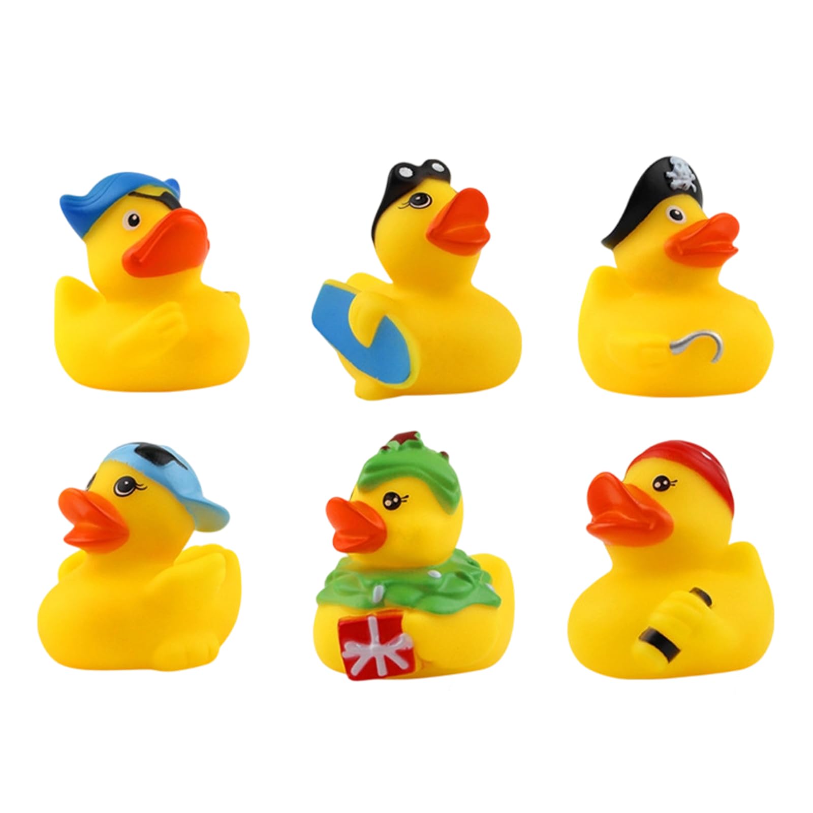 6 Patitos de Goma para Baño Bebe, Juguetes Bañera Bebe Flotantes con Sonido, Set de 6 Patos de Goma de 4cm con Diferentes Diseños para Juegos de Agua y Piscina, Regalo para Niños y Bebés