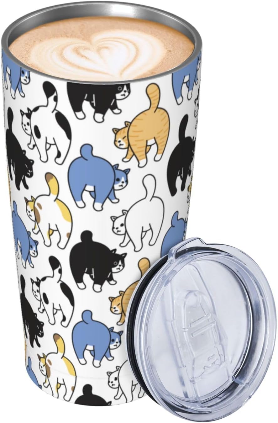 Cat Pattern Tumbler, Kitten Breed 20oz Stainless Steel Insulated Travel Tumblers,Travel Coffee Mug with Lid and Straw Cups Gifts for Women Men - Image 2