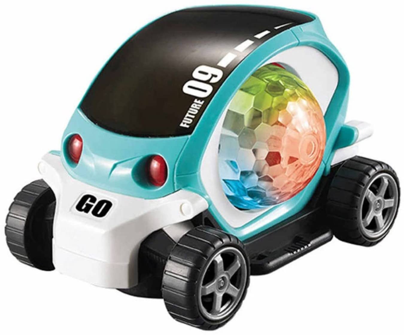 BIMYOU Space Stunt Car 360 Degree Rotating Car Bump and Go Toy with 4D Flashing Lights & Sounds Musical Car Battery Operated Toy for Kids (Multicolor)