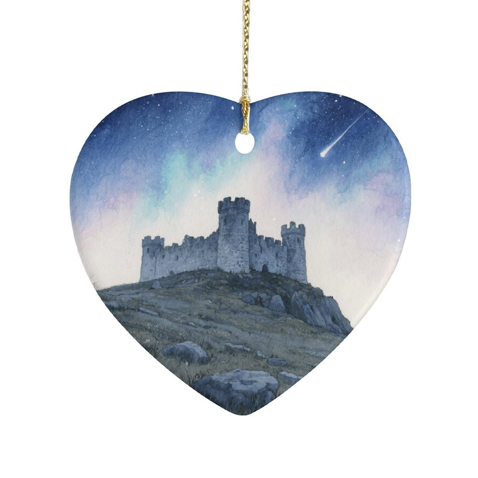 Fekiloot Style Hilltop Castle Ceramic Ornament Home Decor Keepsake