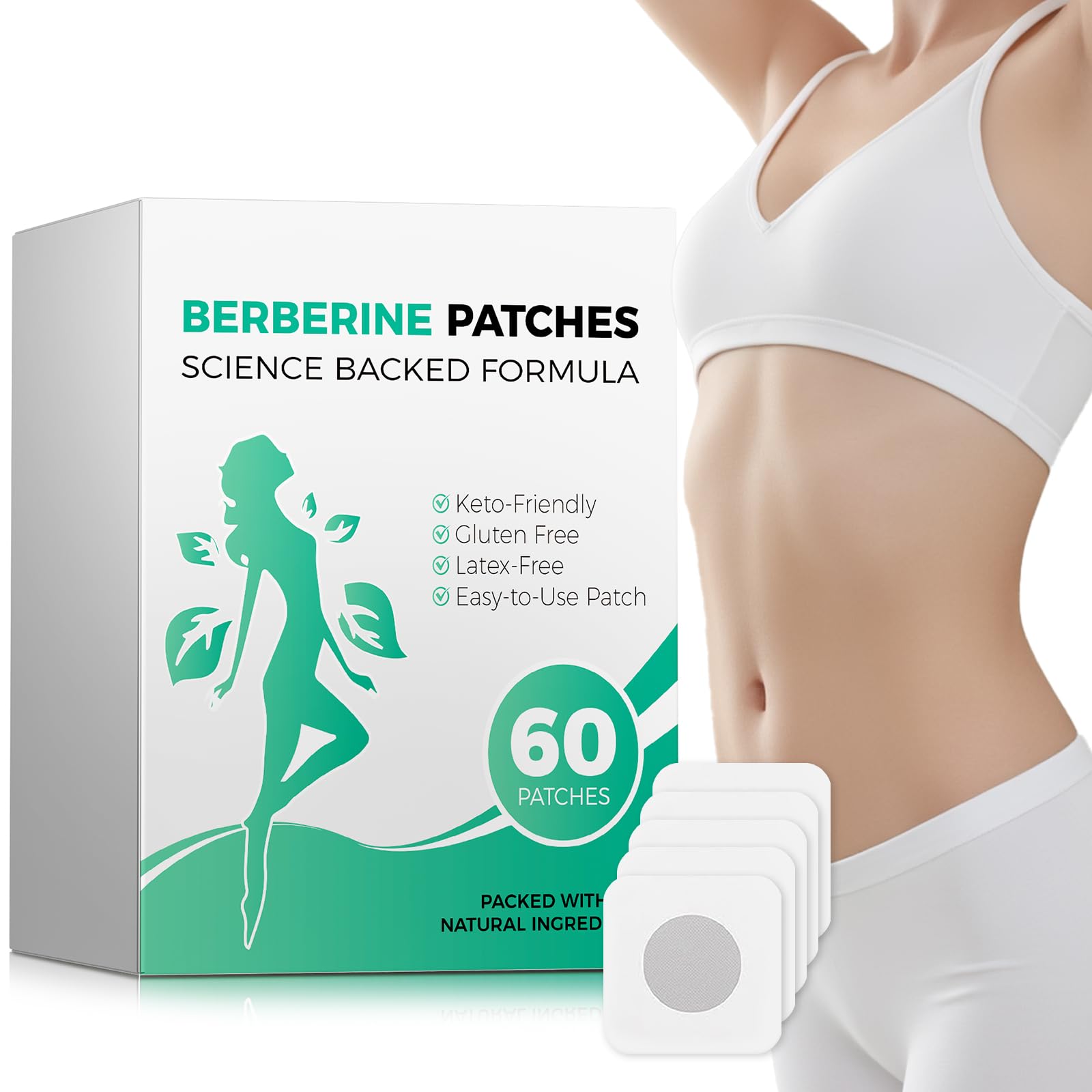 GLPLUS-1 Patches,Berberine Patches for Women & Men, Moringa Berberine Patch 60 Count (Pack of 1)