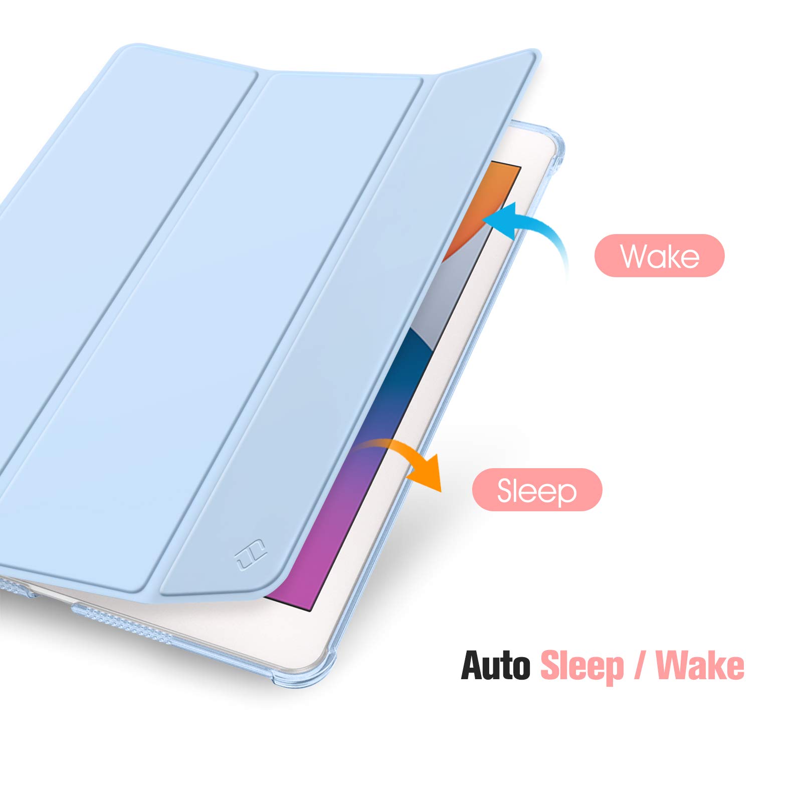 FINTIE Custodia per iPad 10.2 Pollici 9a / 8a / 7a Generazione (2021 2020 2019) con Built-in Pencil Holder - Sottile Leggero Semi-Trasparente Cover Case con Auto Sveglia/Sonno, Cielo Blu