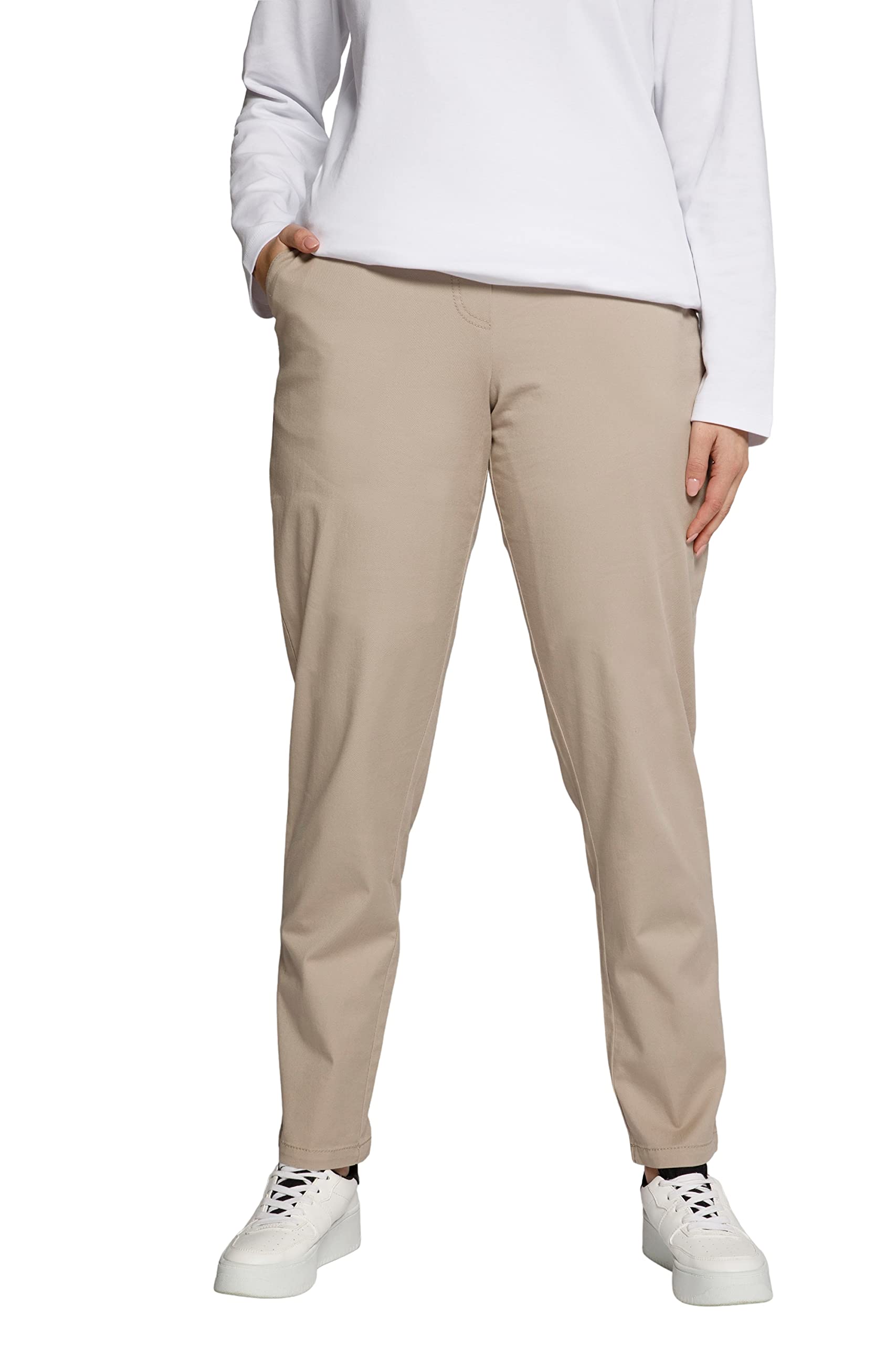 Ulla Popken Women's Chino Pants, mildes Taupe, 40W x 32L