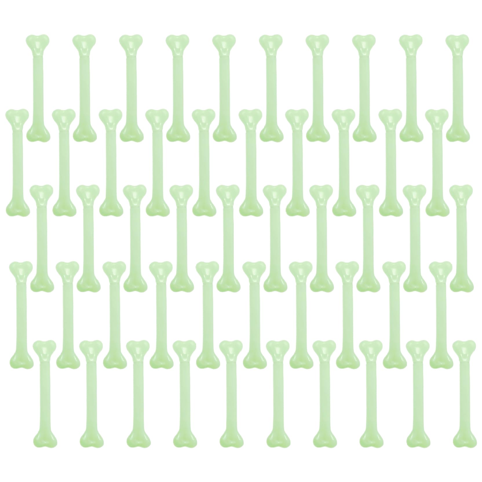 Yeaxxsqy 50Pcs Glow in Dark Mini Plastic Halloween Bones with Hole, DIY Skeleton Bones for Party Stage Haunted House (Green)