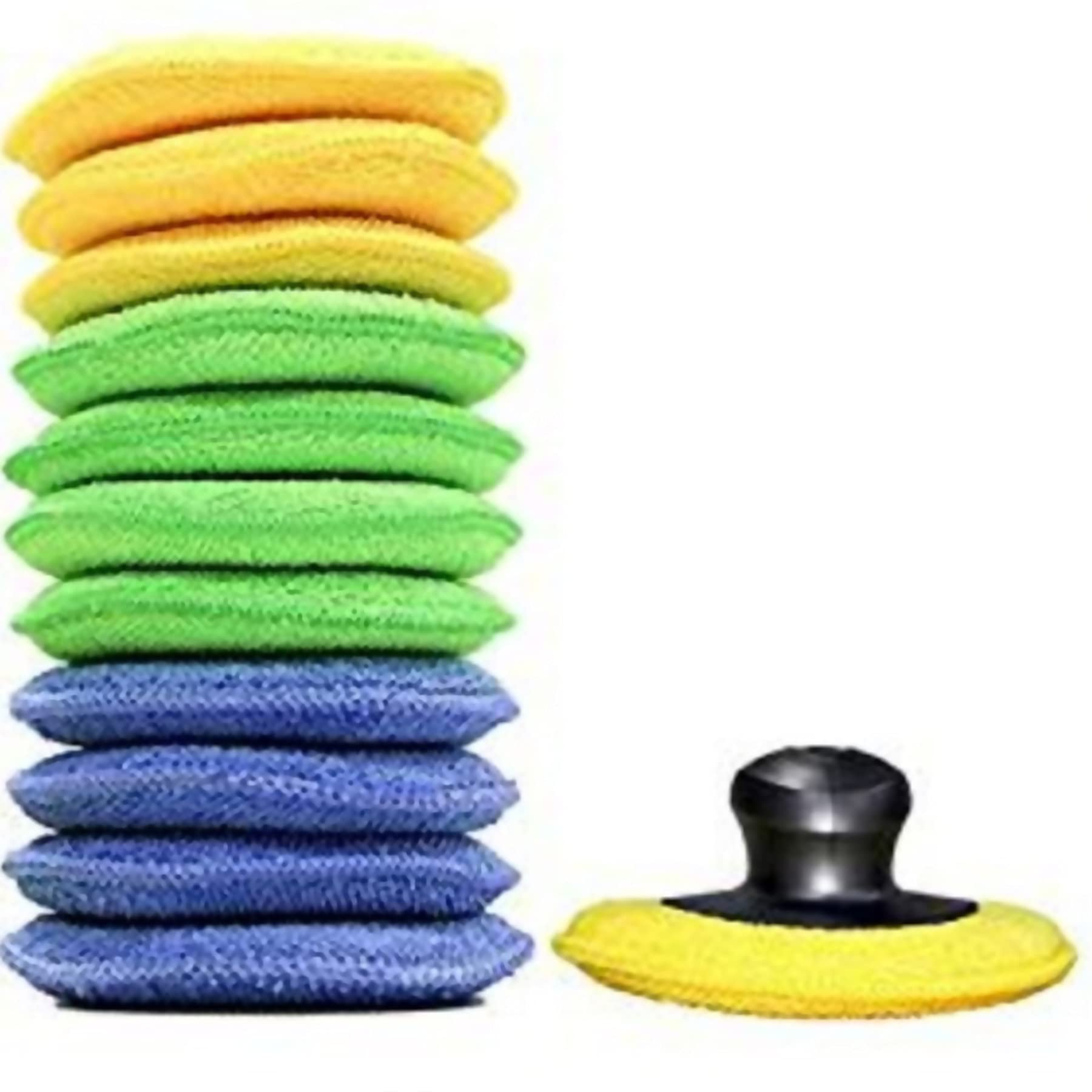CeruleTree Car Wax Applicator Pads Kit(12 PACK)Microfiber Sponge Applicators Soft Foam Waxing Pad with Grip Handle