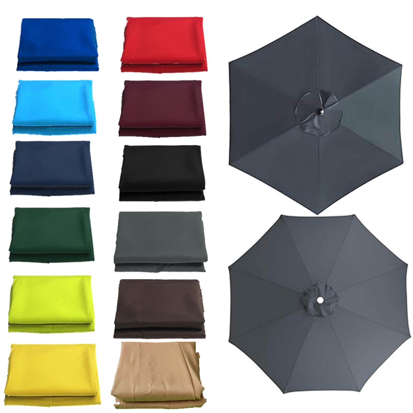 Housse de rechange pour parasol 3.5m 6 baleines protection UV gris