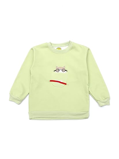 Lil Lollipop - Cat Printed Fleece Sweatshirt - Green