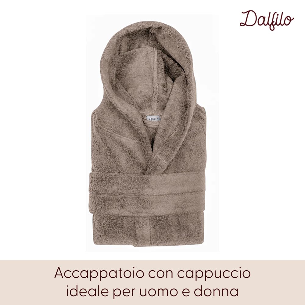 Dalfilo Accappatoio con Cappuccio, Accappatoio Uomo e Donna, in Spugna di Cotone, 470 gr/mq, per Sauna e SPA, Made in Italy, Soffice, Resistente ai Lavaggi, con Tasche Laterali e Cintura