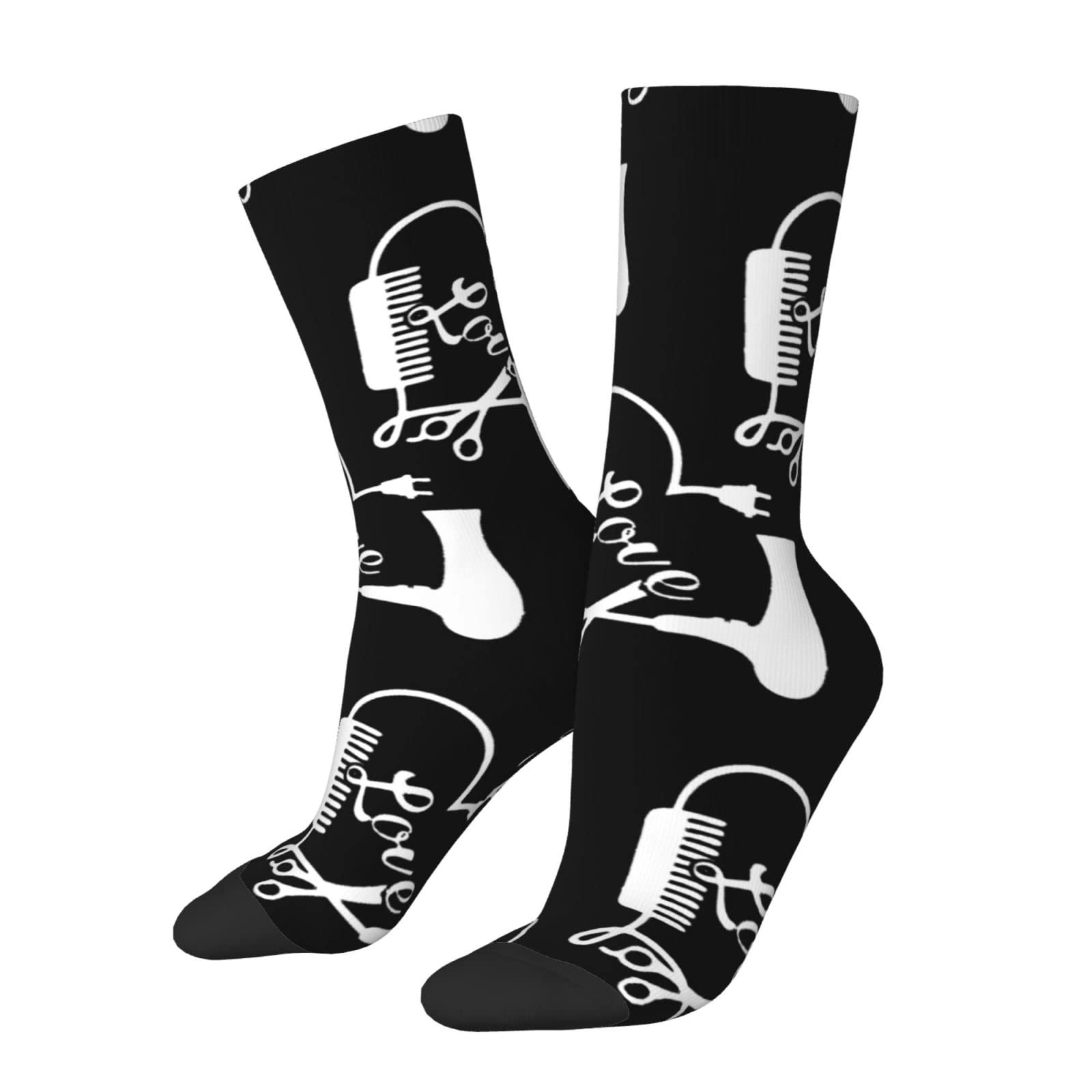 Hairdresser Hairstylist Love Socks, Funny Novelty Crew Socks Gift for Men Women Teen