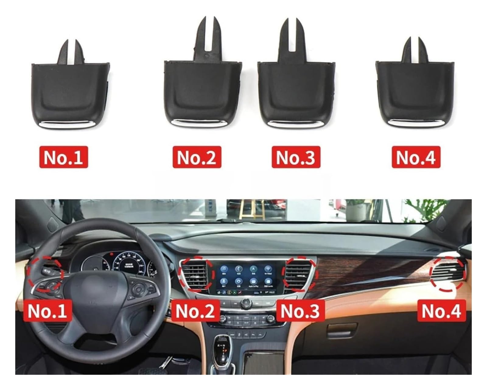 Bocchette Dell'aria Condizionata Per Buick Per Lacrosse 2016 2017-2021 Linguetta Di Uscita Dell'aria Anteriore E Posteriore Aletta Condizionamento Del Cruscotto(-Total 6pcs)