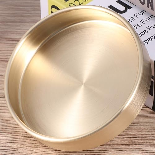 Miniatura 6 de EXCEART - Bandeja decorativa redonda redonda de metal de 3.9in de estilo moderno, bandeja decorativa de oro, bandeja redonda de cobre, bandeja de