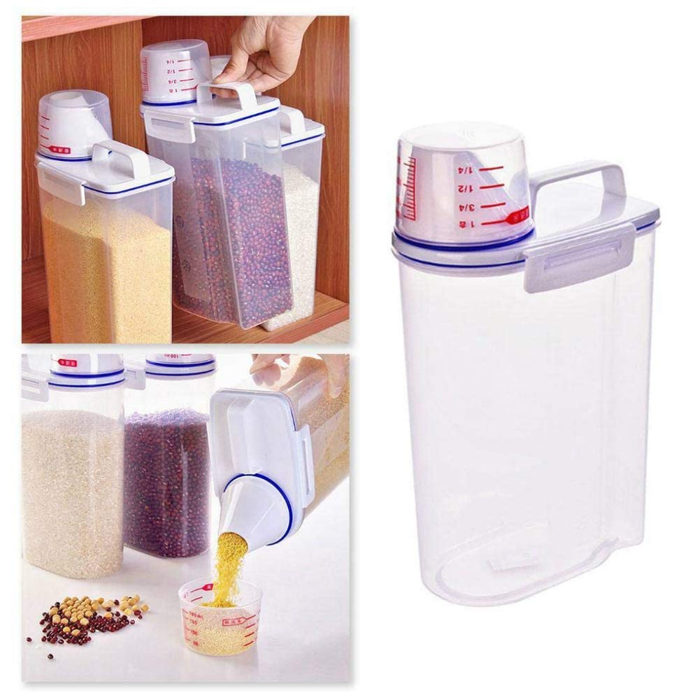 Lgraka Scale-Assisting Sealed Multigrain Storage Box,Kitchen Grain Storage Containers Storage Jar Tank,Moisture-proof Sealed Multi-Grain Storage Bottle with Measuring Cup