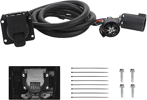 Miniatura 1 de 56070 Extensión de arnés de cableado de remolque de 7 pies y 7 pines con conector para caja de camión lateral del vehículo, apto para Chevy Dodge