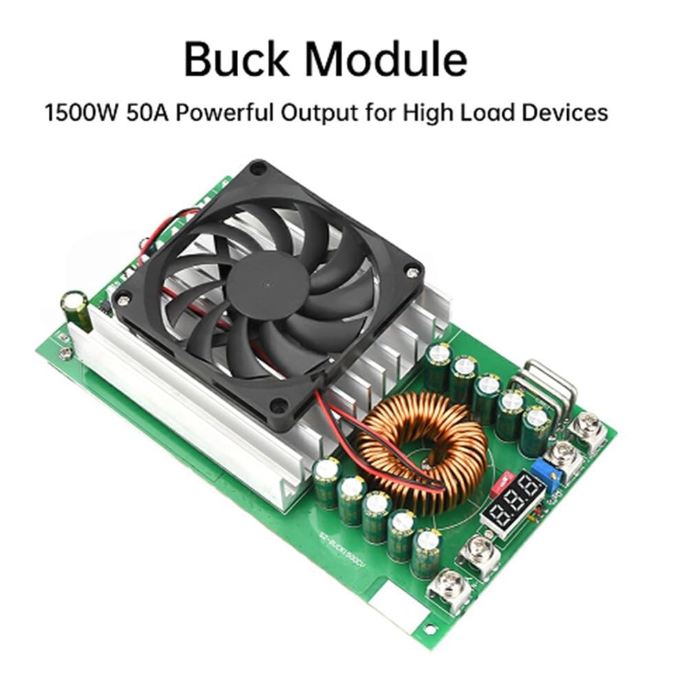 Convertisseur DC-DC Réglable 1500W 50A Entrée 15-90V Sortie 2.5-72V Module d'alimentation à Découpage Régulateur de Tension sans Boîtier