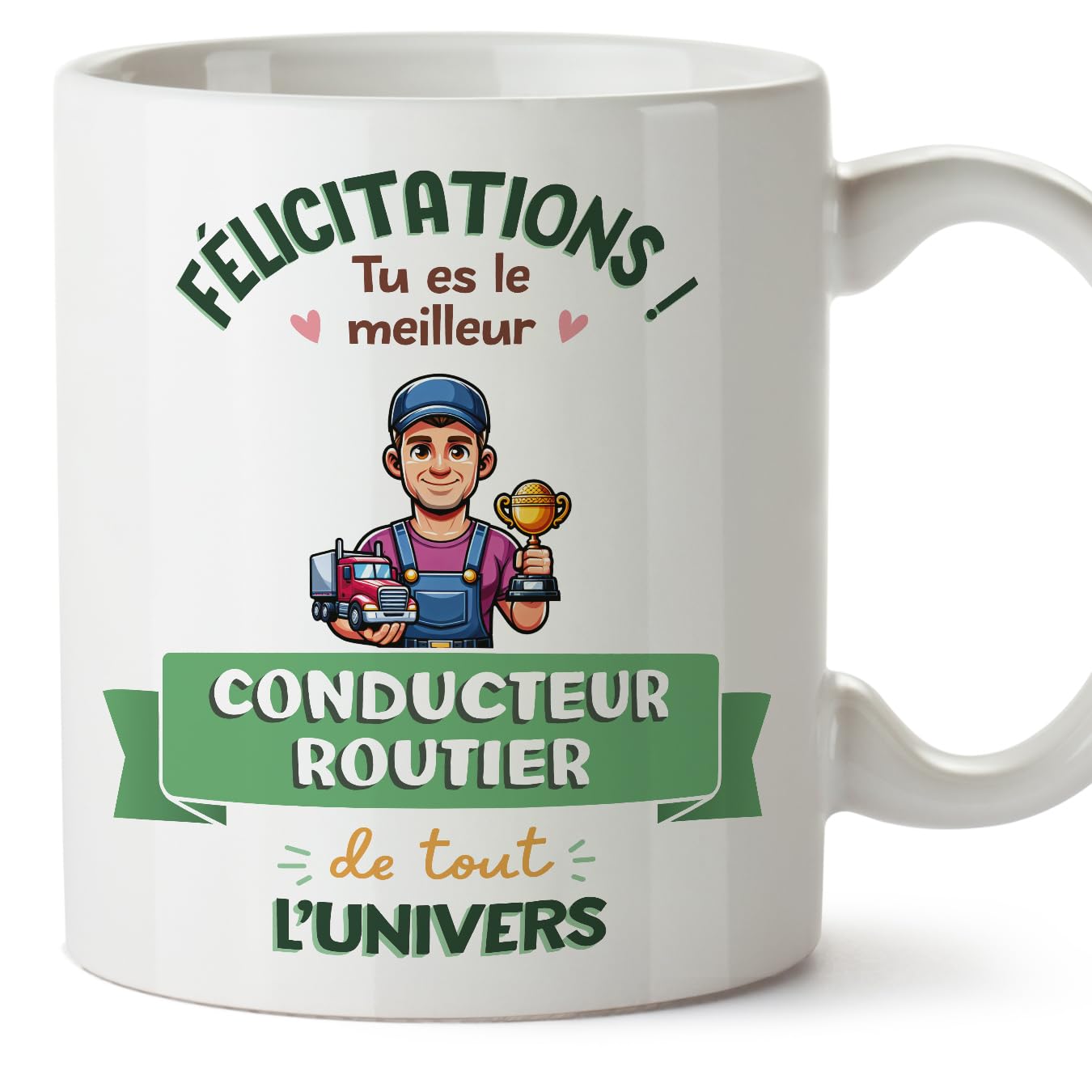 MUGFFINS Truck Driver Man Mug - in French - Meilleur Univers Trophée - Funny Gift for Colleagues - Ceramic 11oz Mug — image 1