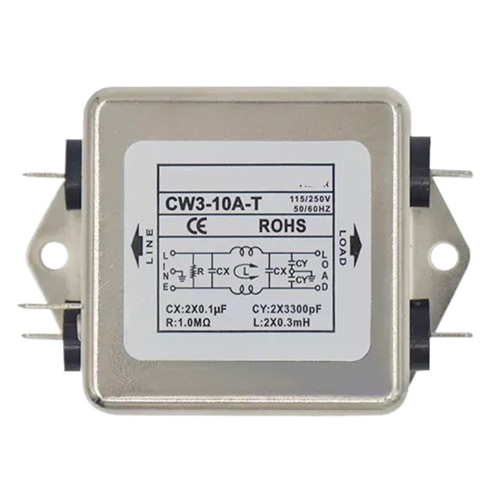 MBPAIHOP Power Filter Single Phase CW3-10A-T / CW3-20-A AC 115V / 250V 20A 50/60HZ(CW3-10A-T)