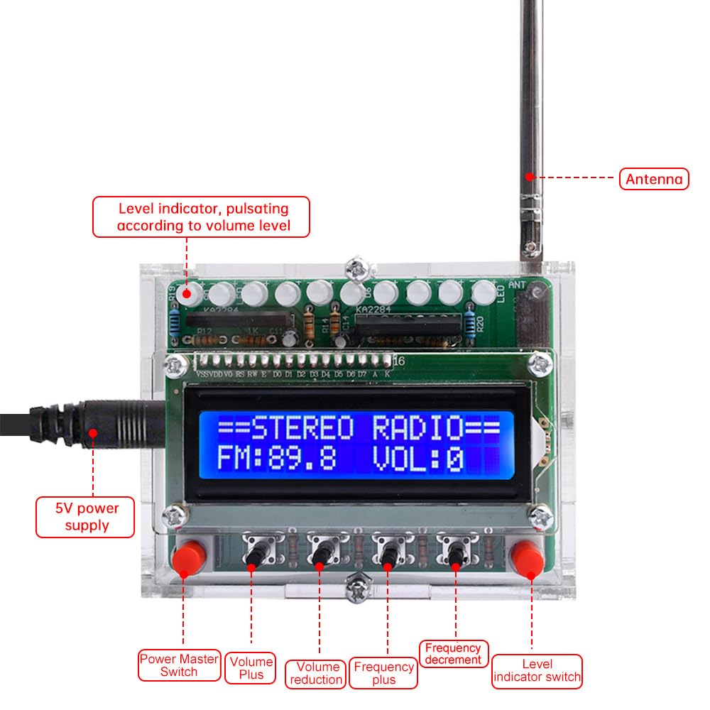 Heemol Kit de soudure électronique DIY - Radio numérique - 87-108 MHz - Module radio DIY - Avec écran LCD - Pour l'apprentissage de la soudure