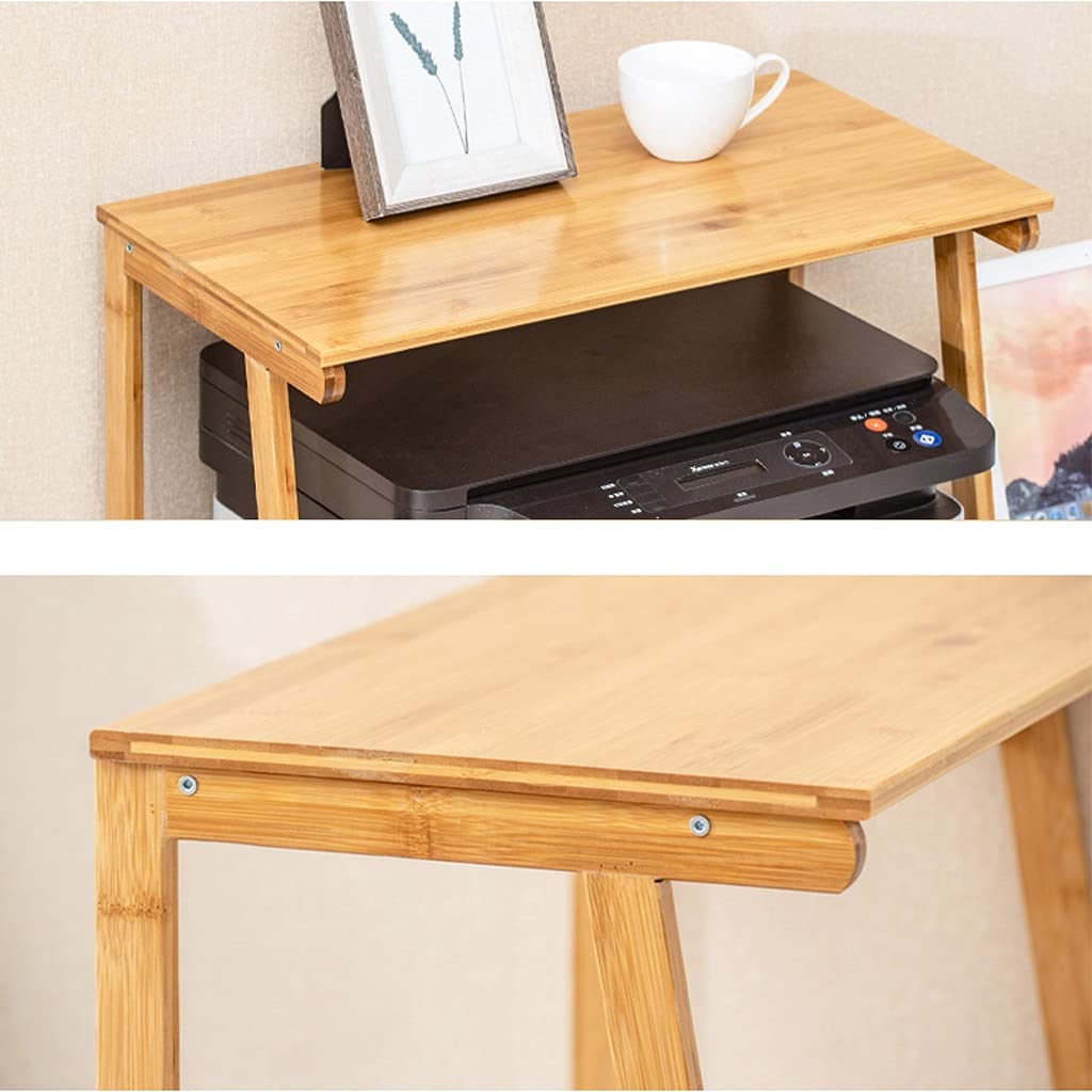 Supporto multifunzionale in legno con ripiano portaoggetti, organizer salvaspazio da scrivania per casa e ufficio, ideale per stampanti e accessori