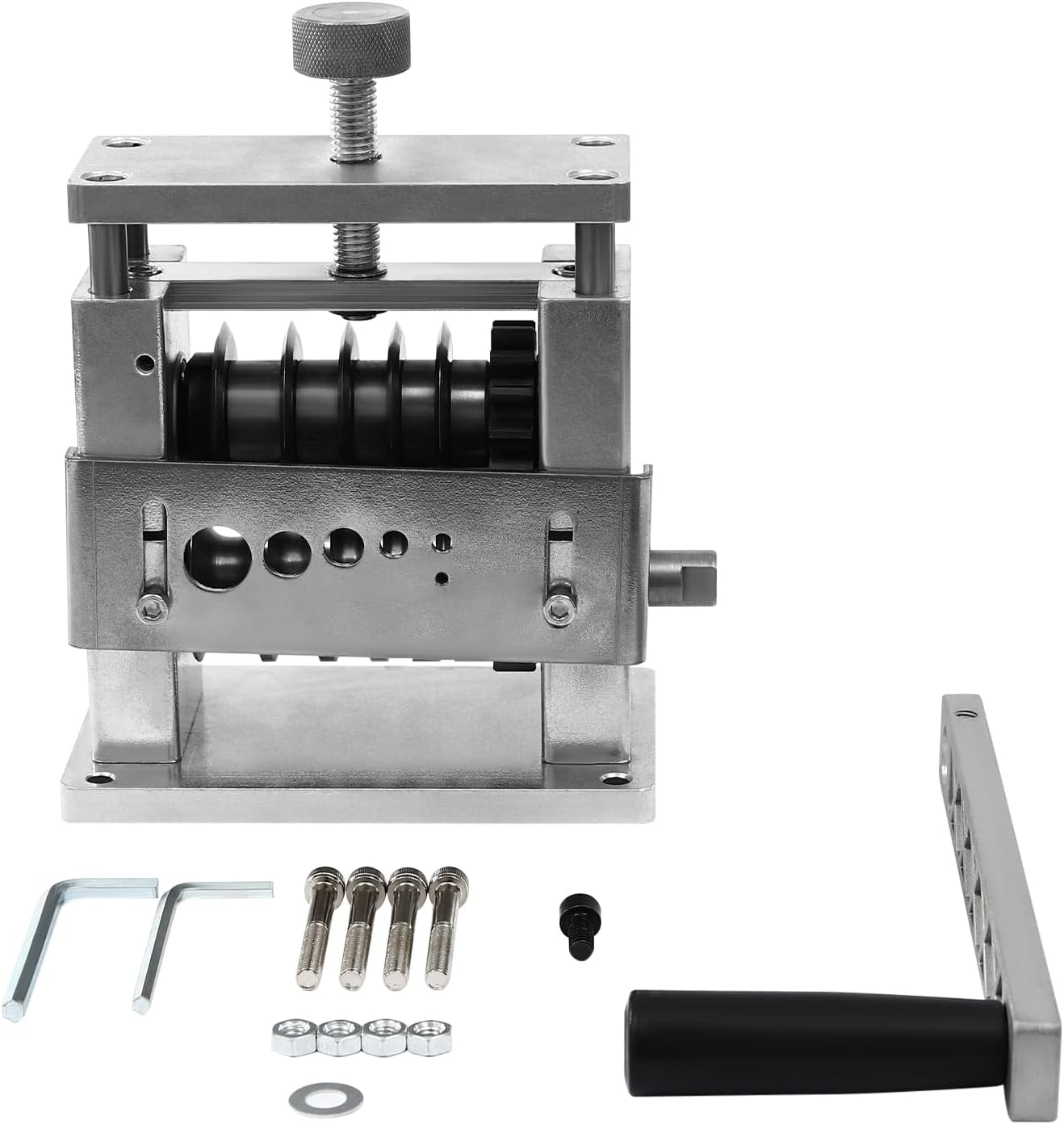 Manual Cable Wire Stripping Machine 6-channel Wire Stripping Tool Tabletop Wire Stripper Machine for Cable Wire Manufacturers Recycling Plants Recycling Copper Wire 100RPM (Silver)