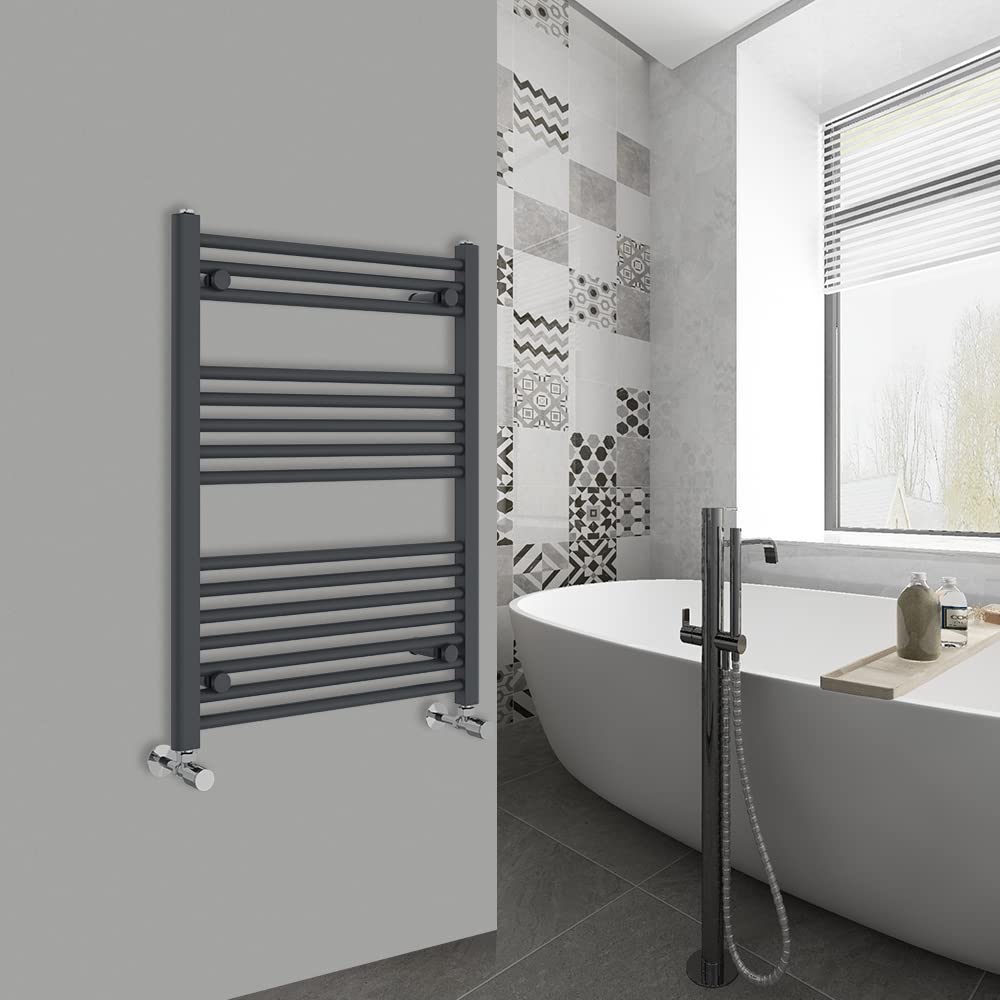 Warmehaus Anthracite Straight Bathroom Heated Towel Rail Ladder Radiator 800X600mm