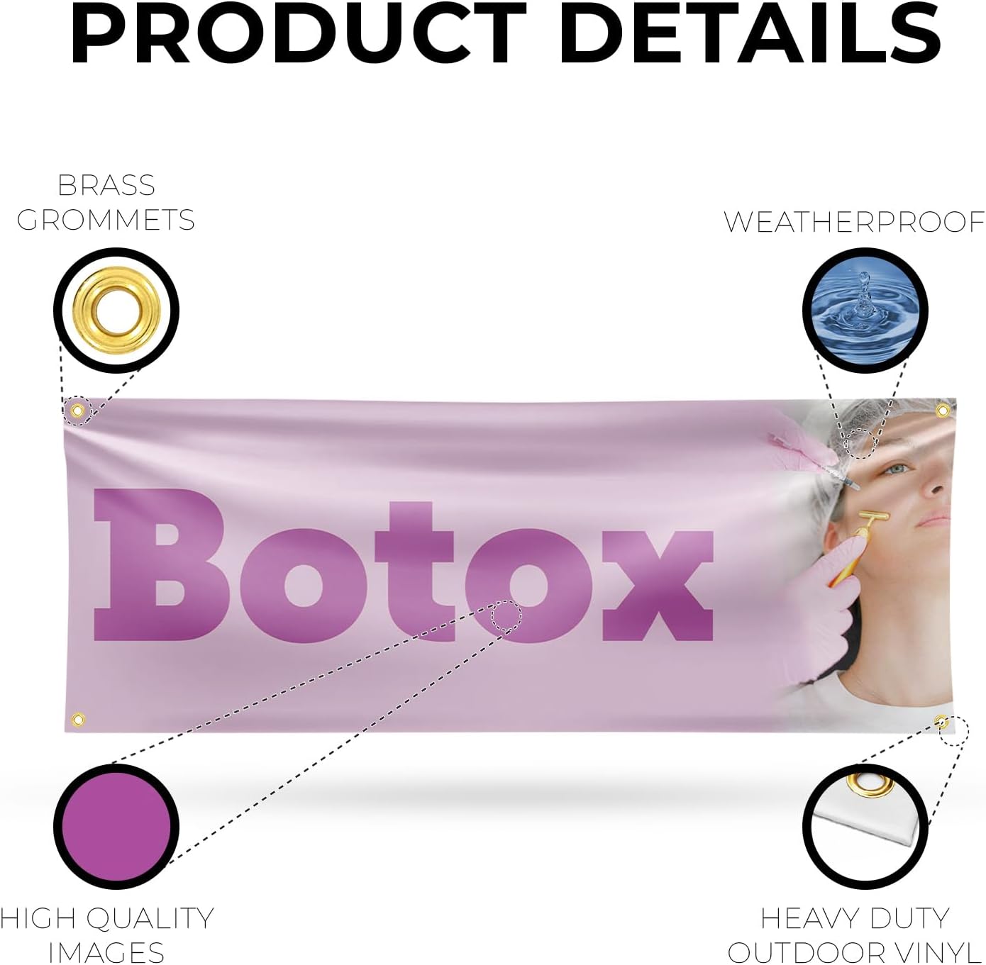 Botox Banner Sign 18 Inch x 48 Inch | 13 oz Vinyl with Metal Grommets | Heavy-Duty Single-Sided Outdoor Durable Printed High-Quality Weatherproof | Made in the USA