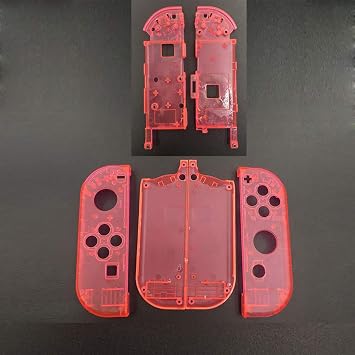 L R Full Housing Shell Case Cover with Frame Colour Replacement for Switch NS Controller (Clear Green-Clear Pink)