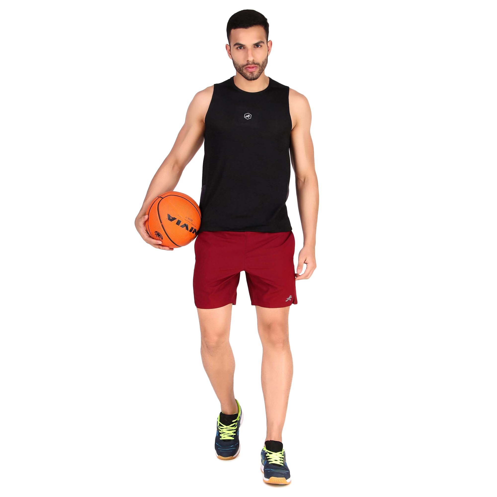 Redesign Men's Sports Shorts for Gym, Running, Badminton, Tennis, Basketball, Training, Football, Cyling (Black) (Large, Maroon) 2